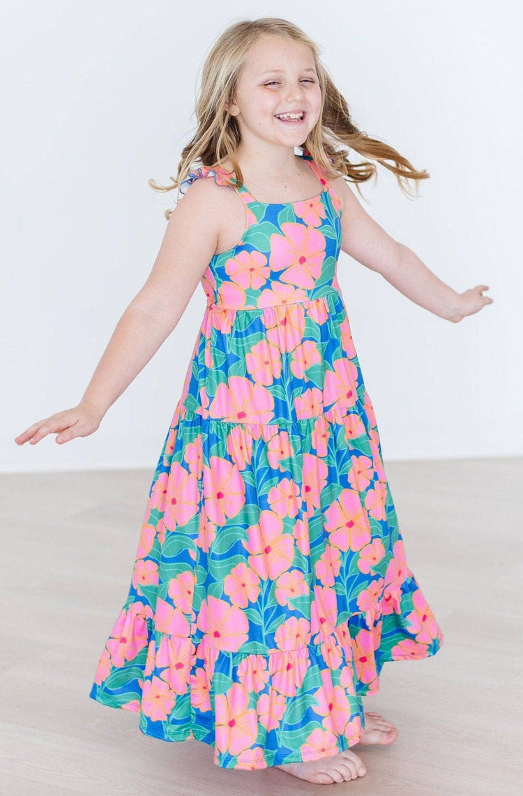 Luau Floral Ruffle Maxi Dress