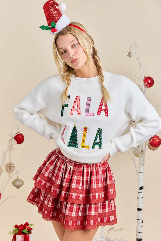 Plaid Ruffle Skort With Lace Trim Detail