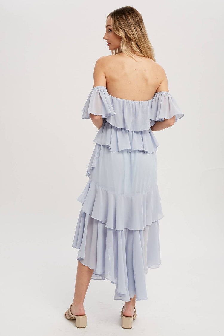 Chiffon Ruffle Midi Dress