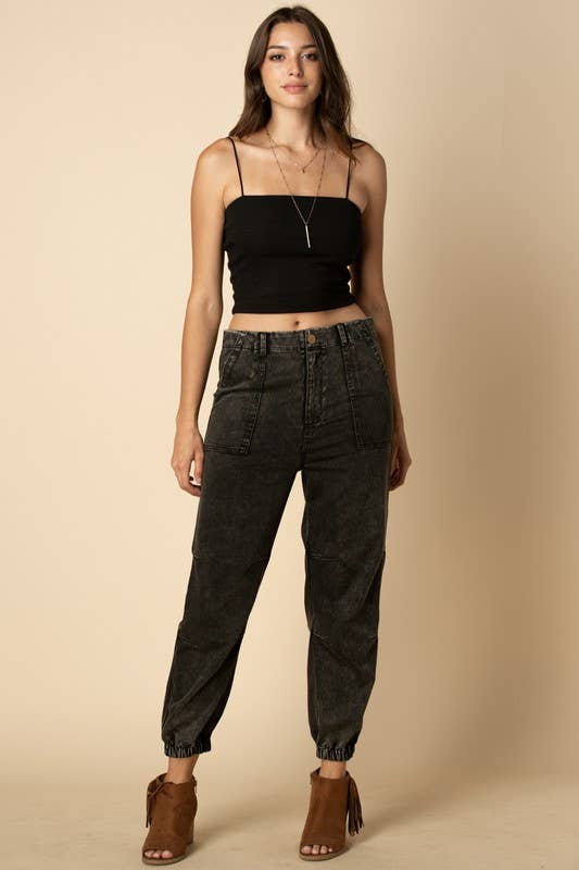 Mid Rise Cropped Jogger Vintage Wast