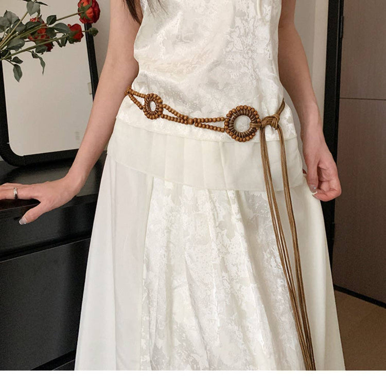 Beco - Brown Beaded Boho Belt - Y2K & Chic