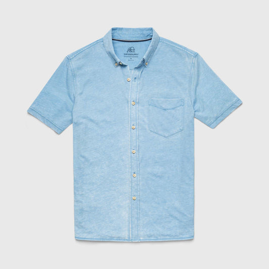 Tony s/s Burnout knit Shirt - Blissful Blue