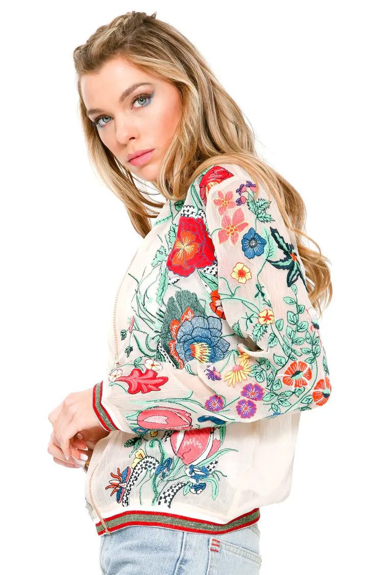 Bellezza Embroidered Bomber Jacket