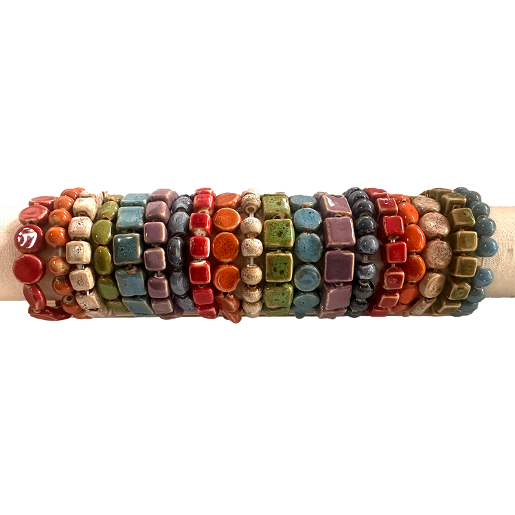 Solid Color Clay Bead Stretch Bracelets