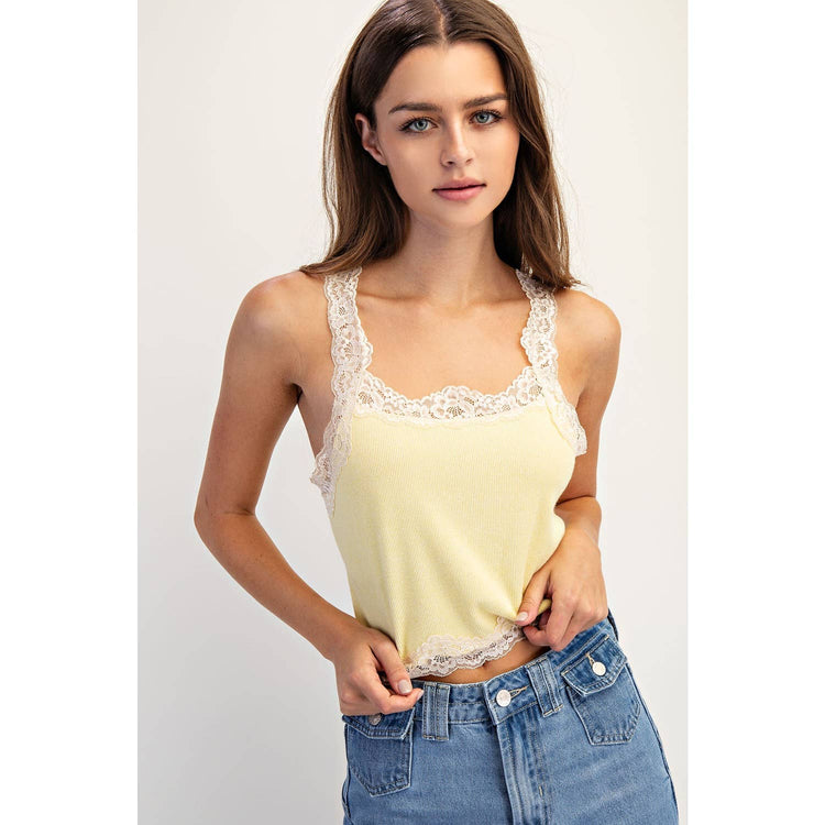 SLUB WITH LACE TANK TOP