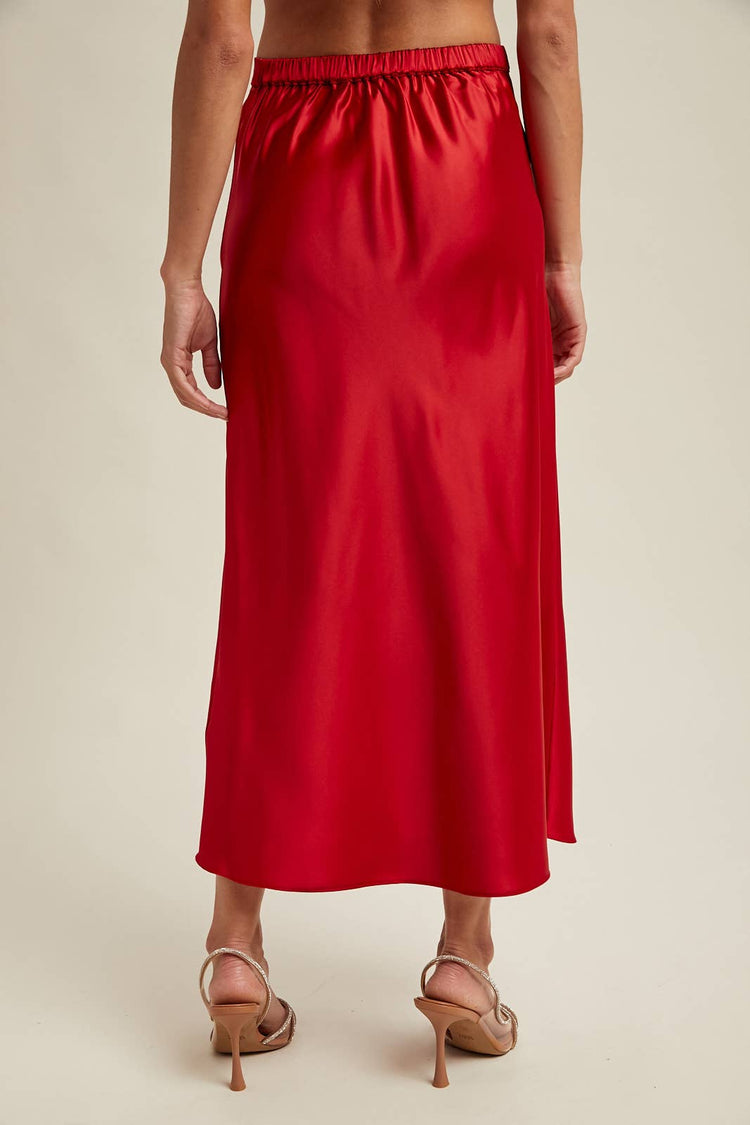 BASIC SATIN MIDI SKIRT
