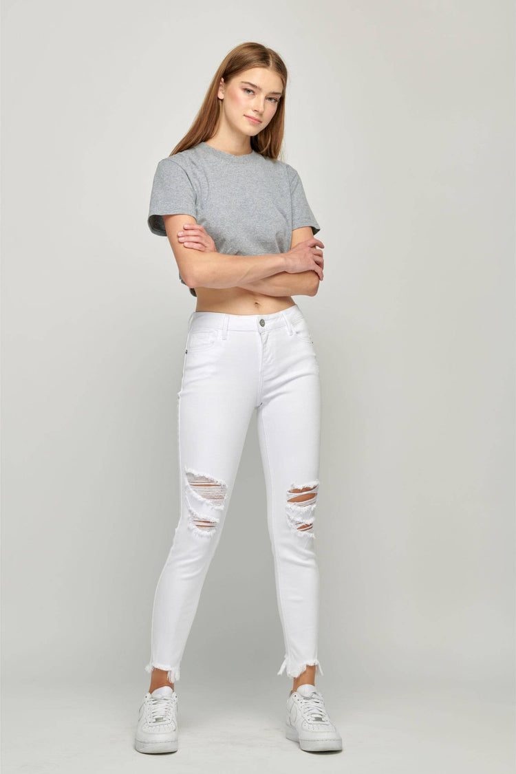 White Distressed Skinny Jean