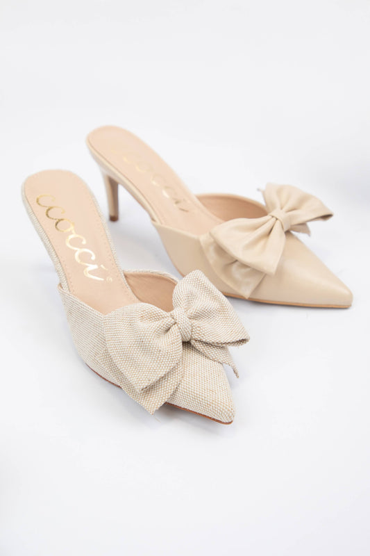CAROL BIG BOW ON POINTED-TOE KITTEN HEEL