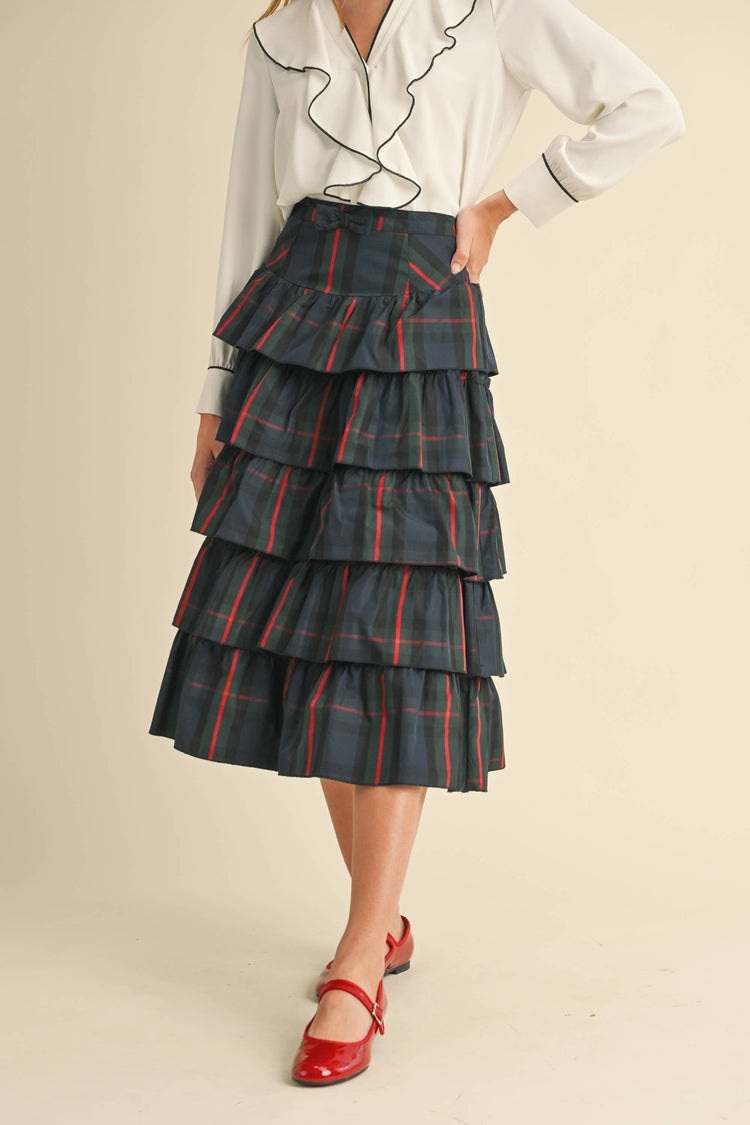 Plaid Tiered Skirt