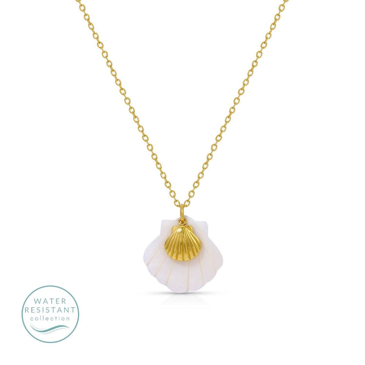 Shell and Scallop Pendant Necklace, Water-Resistant