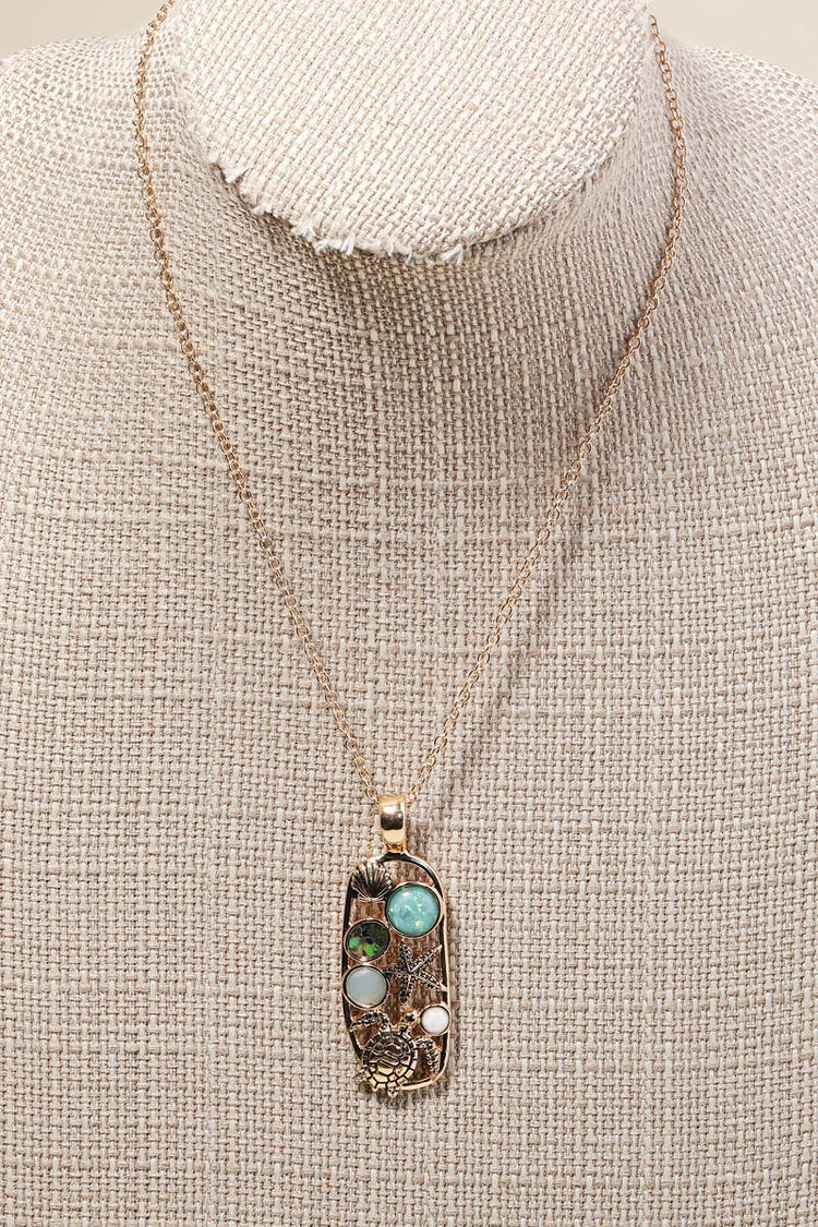 Opal Starfish Sea Life Pendant Necklace