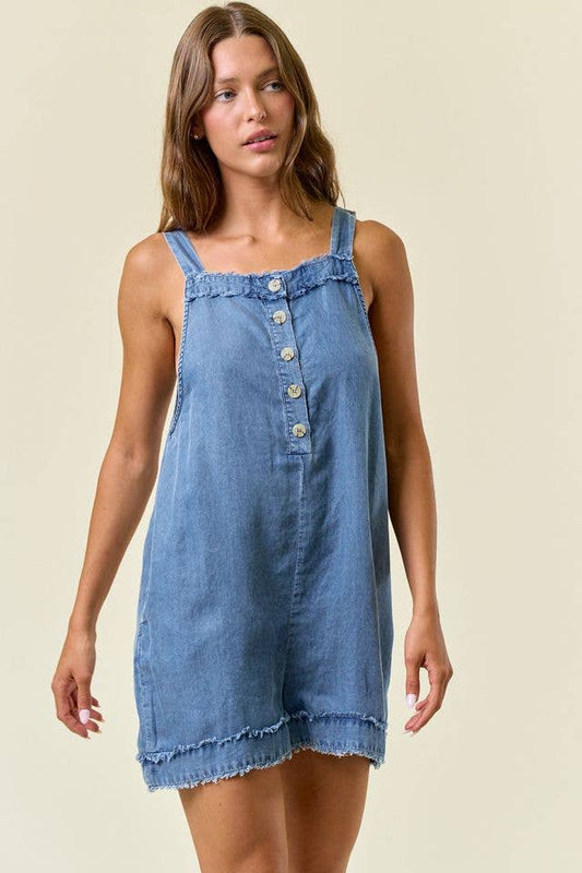 Tencel Denim Front button Closure Romper
