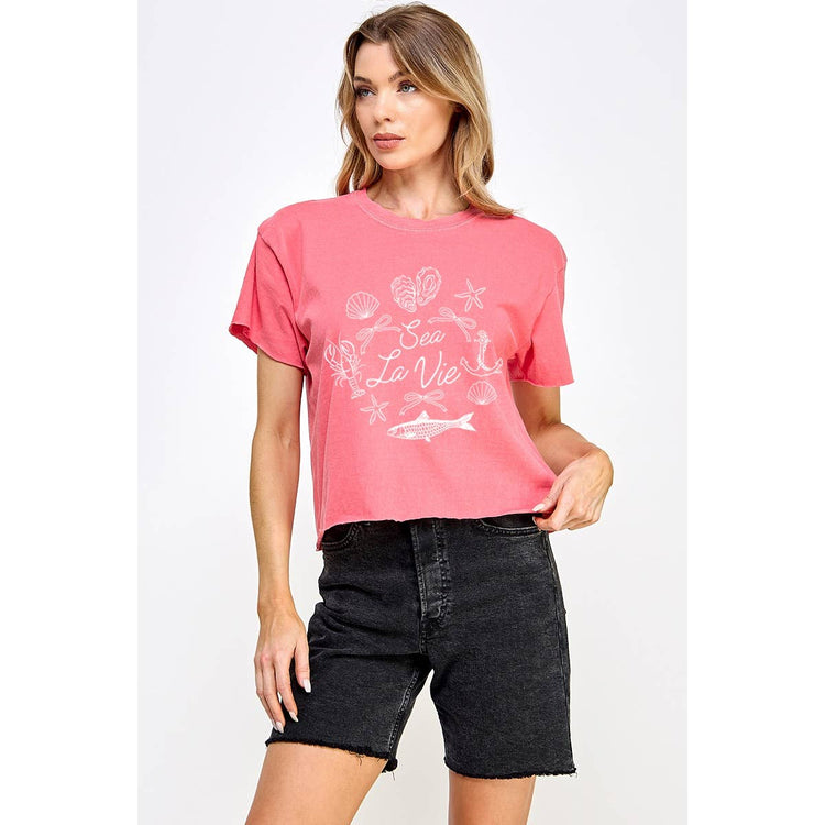 SEA LA VIE  VINTAGE GRAPHIC CROP TOP
