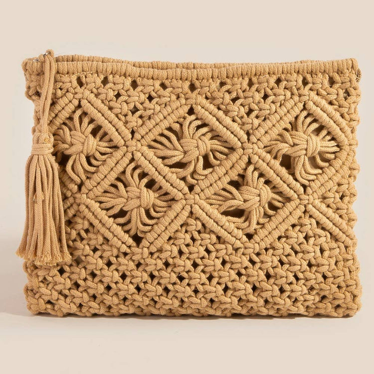 Crochet Clutch Tassel Bag