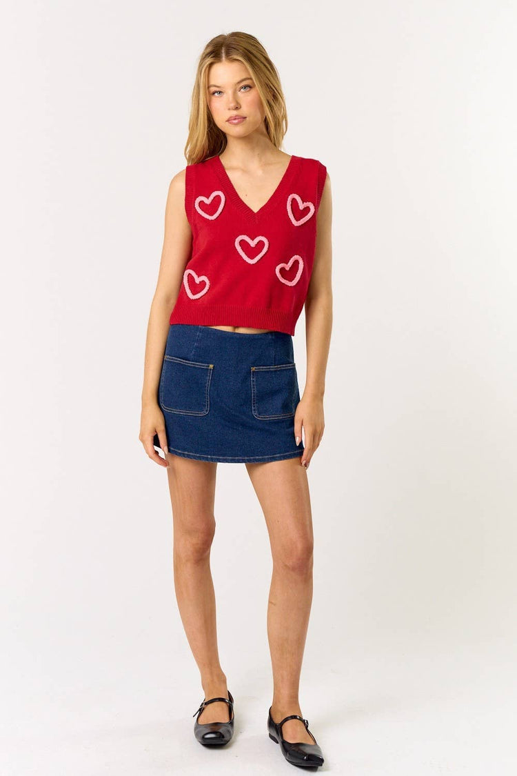 Embroidered Puff Heart Top