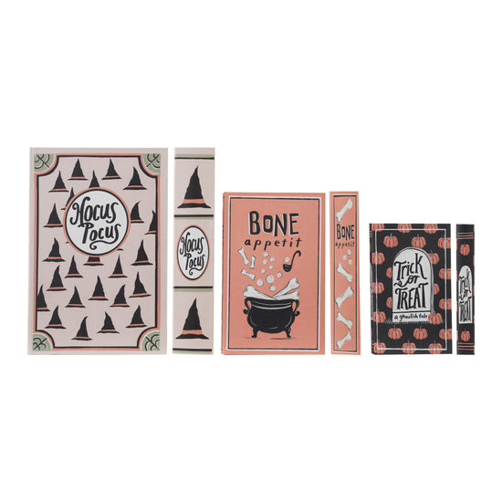 MDF & Canvas Book Storage Boxes with Halloween Prints, Set of 3 ©