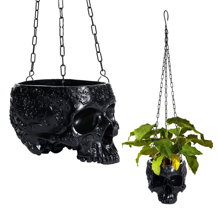 Skeleton Hanging Skull Plant Planter