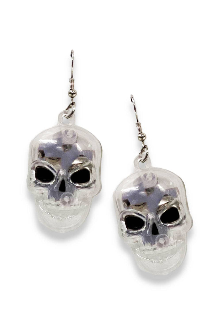 Light Up Skull Halloween Earrings