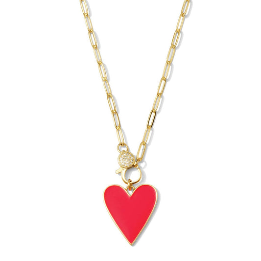 Colorful Heart with Pave Clasp Necklace