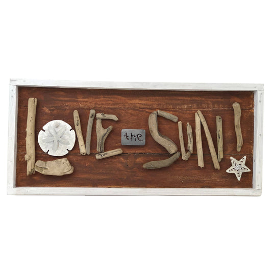 Reclaimed Wood and Metal Love Sun Wall Plaque