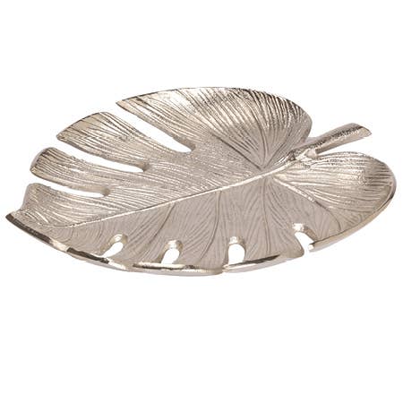 Silver Tropical Leaf Tray