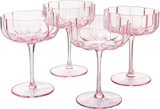 Pink Flower Elegant Champagne & Cocktail Coupes