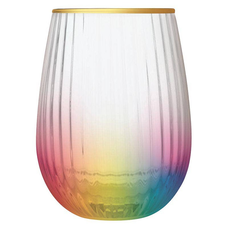 Rainbow Beveled Stemless Glass