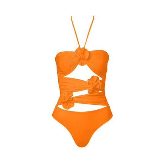 Halter Neck Cut-out One Piece Swim Suit
