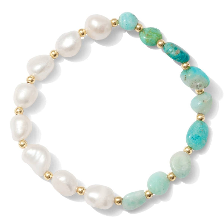 Fresh Water Pearl & Stone Stretch Bracelet