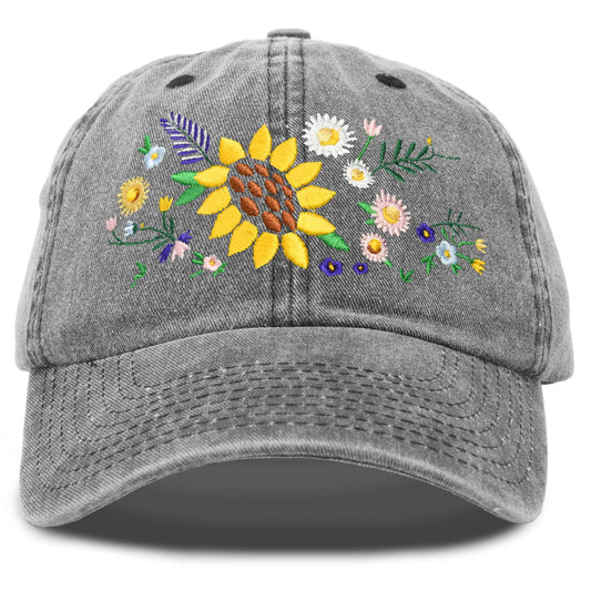 Embroidered Floral Bouquet Hat