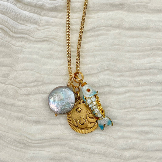 Ocean Charm Cluster Necklace