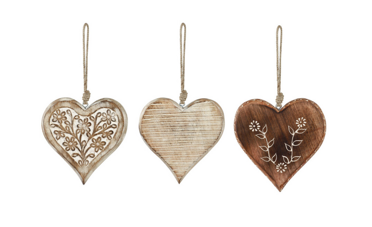 Wood Heart Ornaments