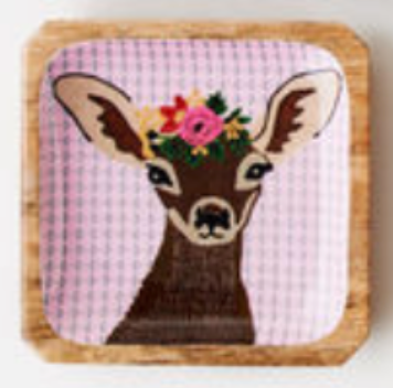 Whimsical Wood Deer Plate Set