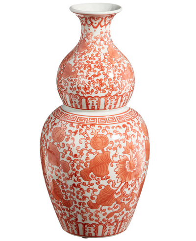 Orange Chinoiserie Vase