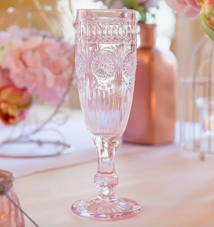 Vintage Style Pressed Glass Champagne Flutes