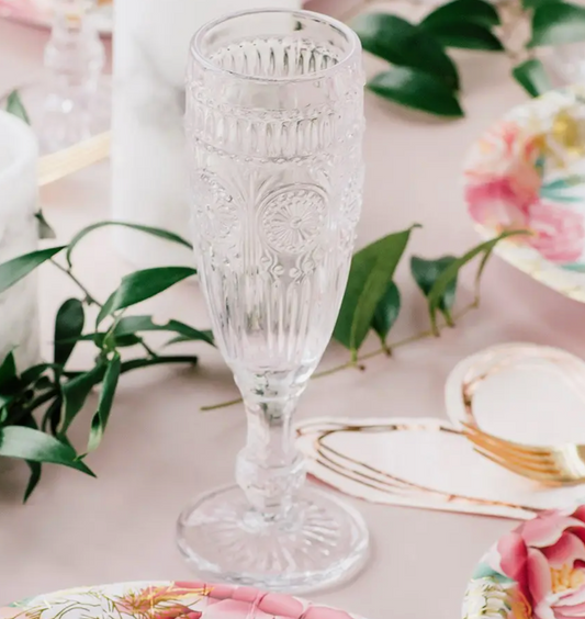 Vintage Style Pressed Glass Champagne Flutes