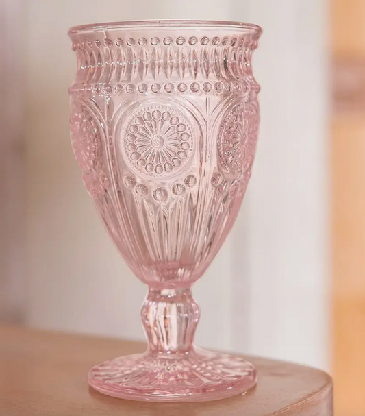 Vintage Style Pressed Glass Wine Goblet