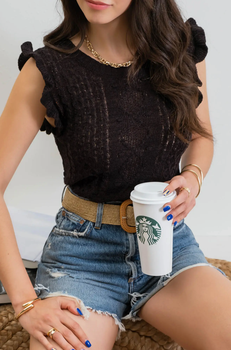 Sleeveless Cable Knit Top