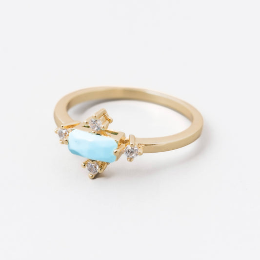 Baguette Shaped Turquoise Gemstone Ring