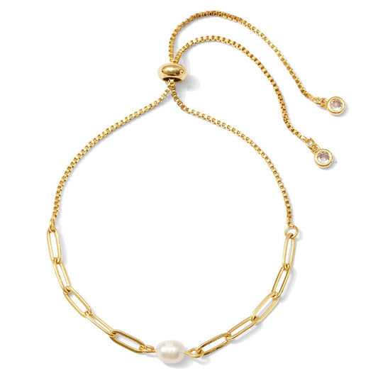 Delicate Link Chain with Pearl Pulley Bracelet