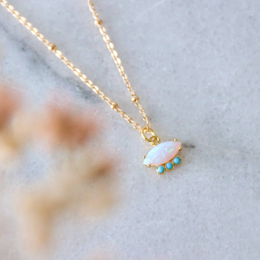 Opal and Turquoise Evil Eye Necklace