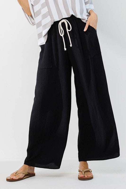 Solid Wide Leg Pants with Pockets