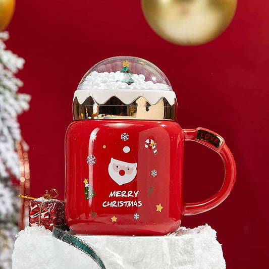 Santa Mug with with Snow Globe Lid