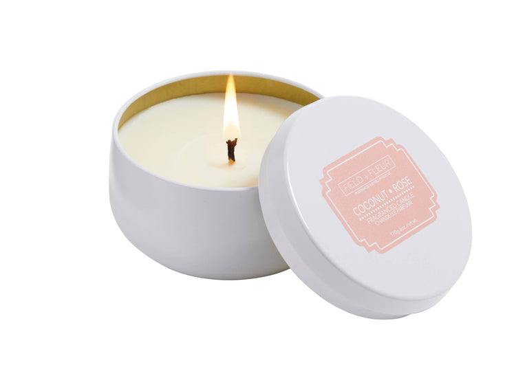 Coconut Rose' Candle In White Tin