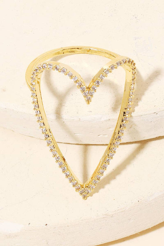 Pave Heart Cutout Ring