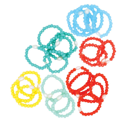Bright and Colorful Pearl Stretch Rings, Large