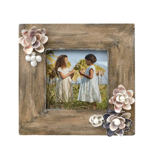 Wood and Shell 3x3 Picture Frame