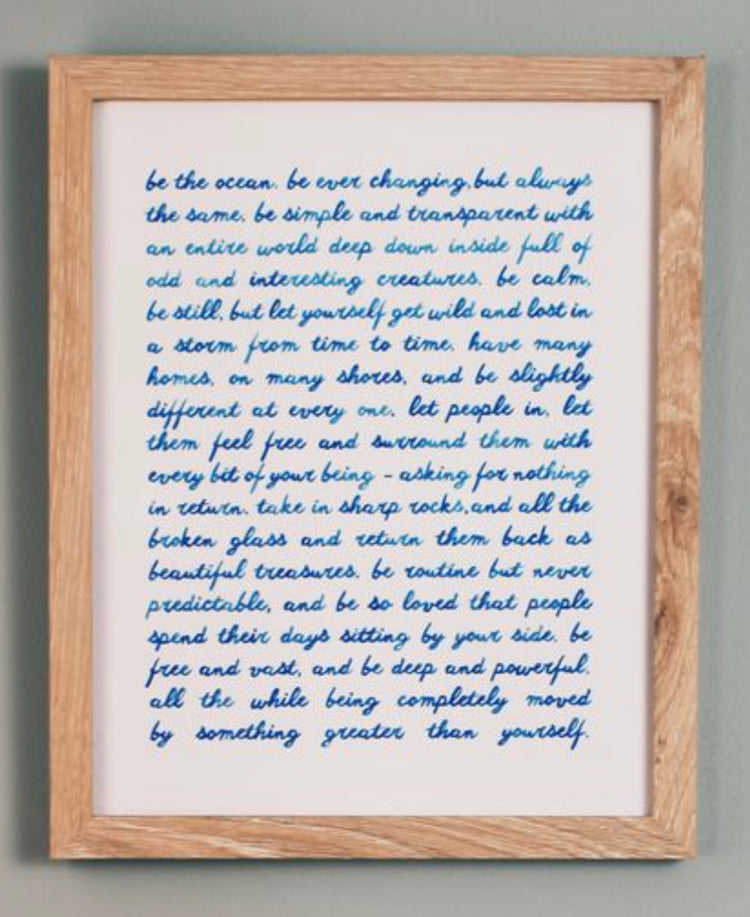 Be The Ocean Poem Print