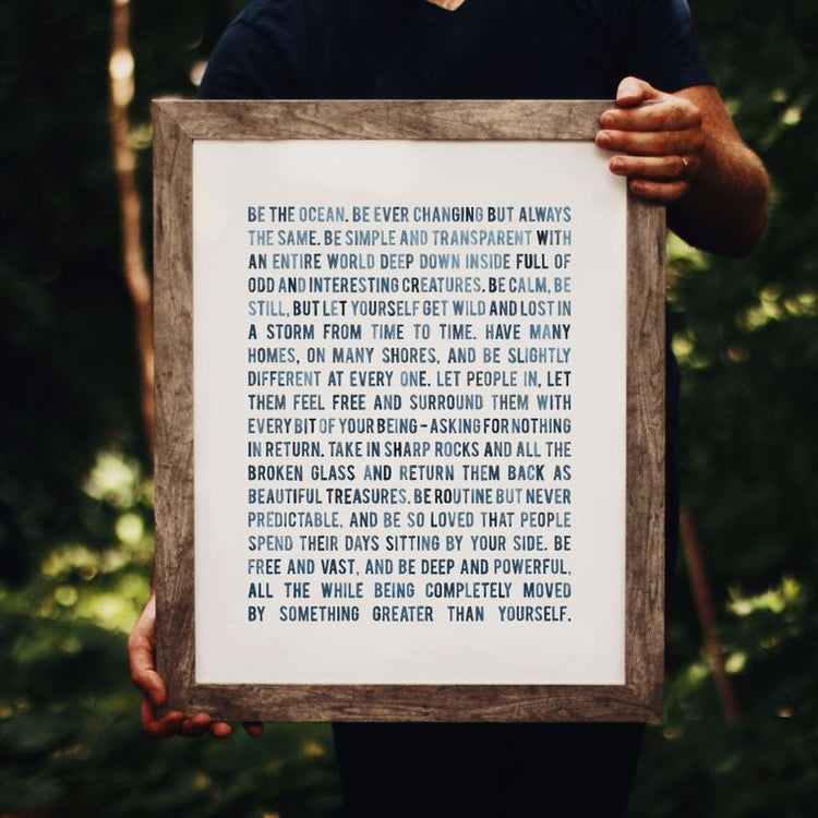 Be The Ocean Poem Print